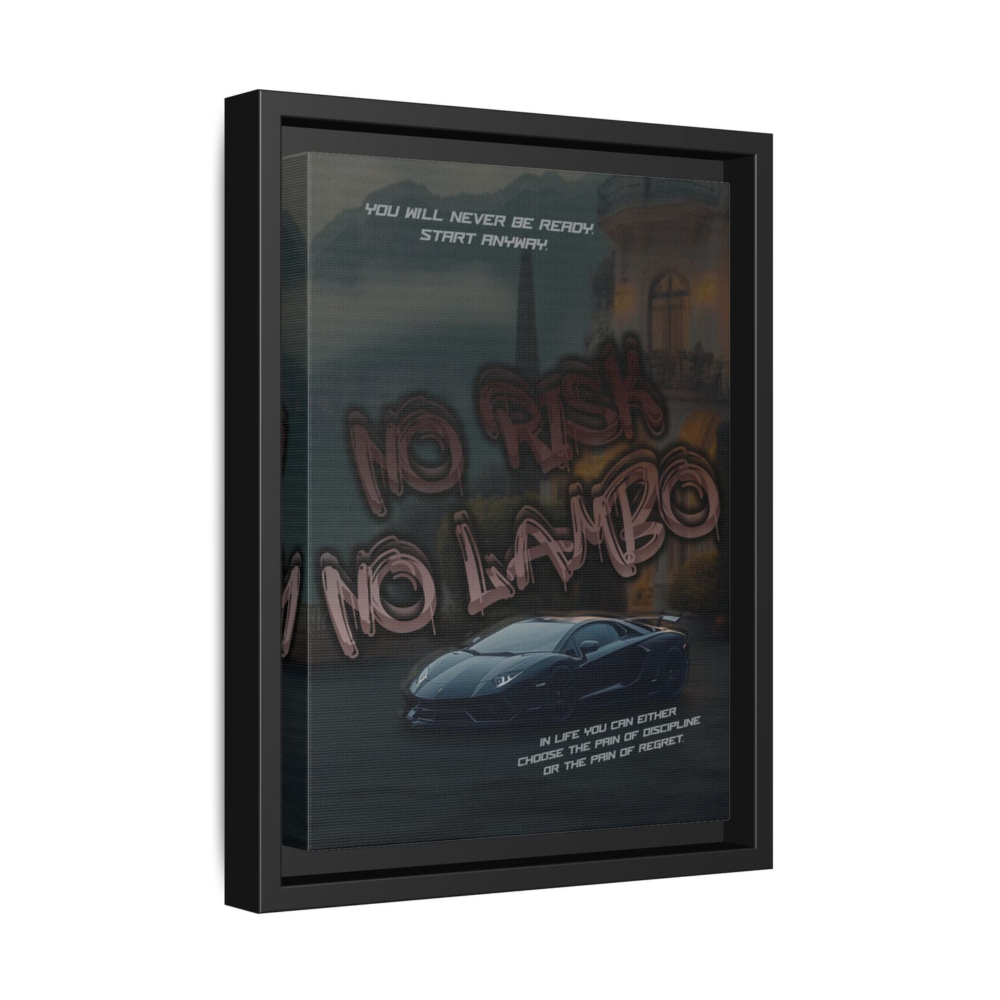 'No Risk No Lambo' - Framed Canvas