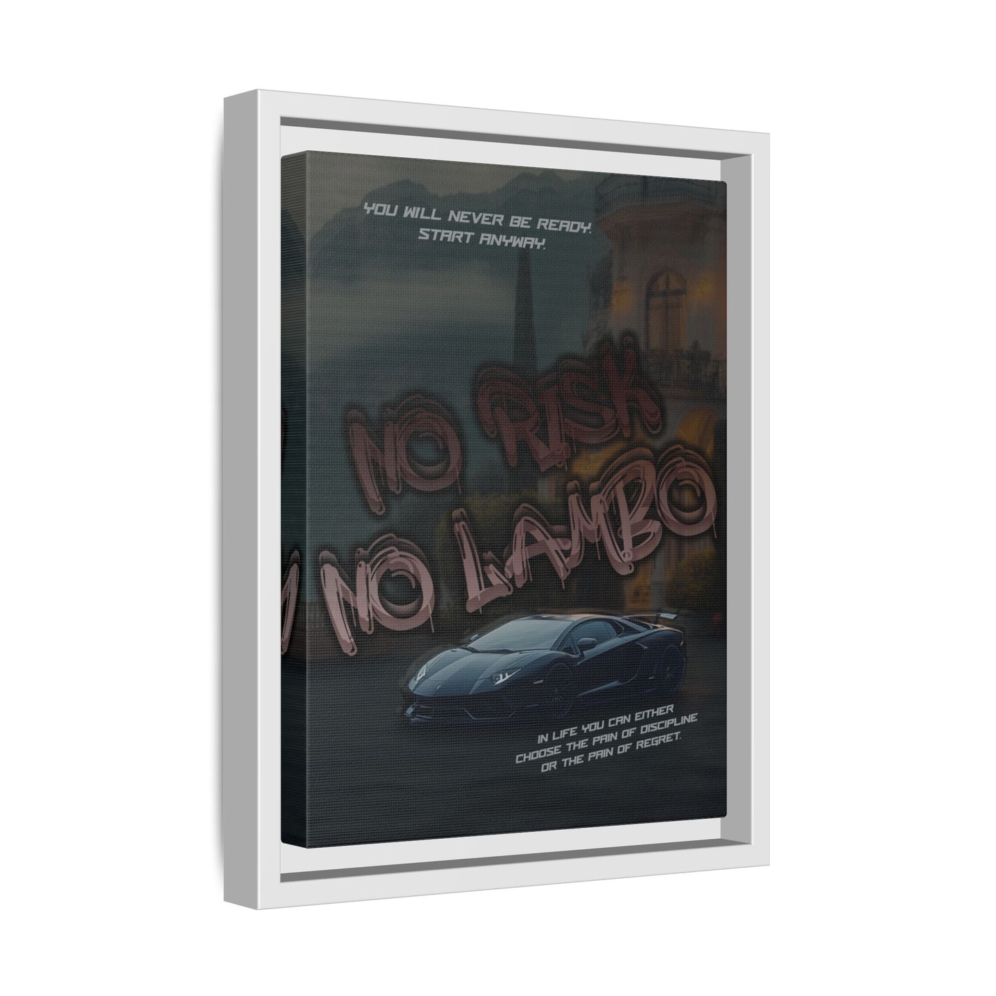 'No Risk No Lambo' - Framed Canvas