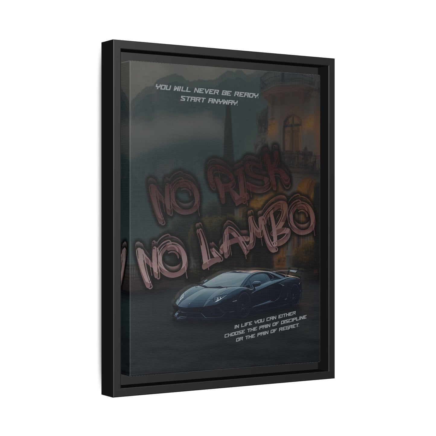'No Risk No Lambo' - Framed Canvas