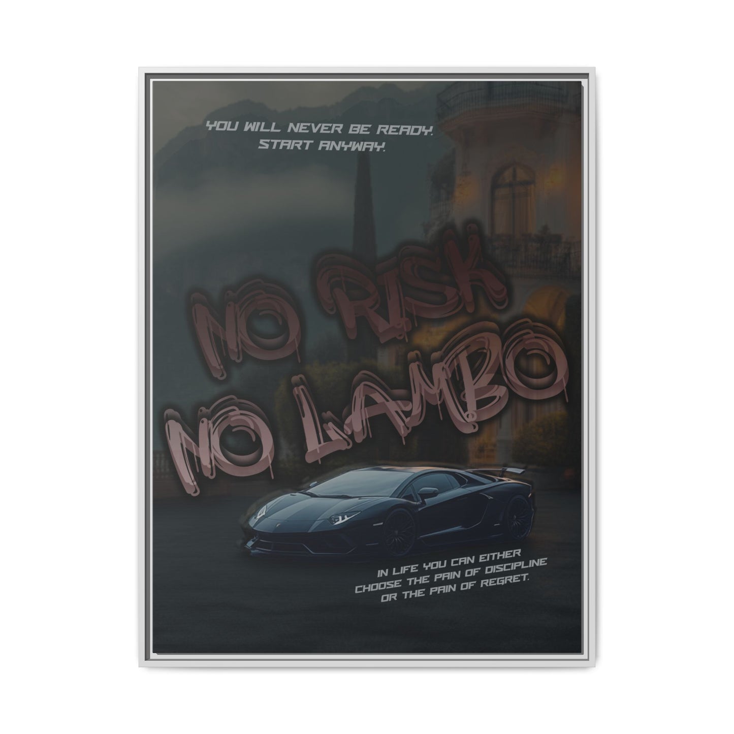 'No Risk No Lambo' - Framed Canvas