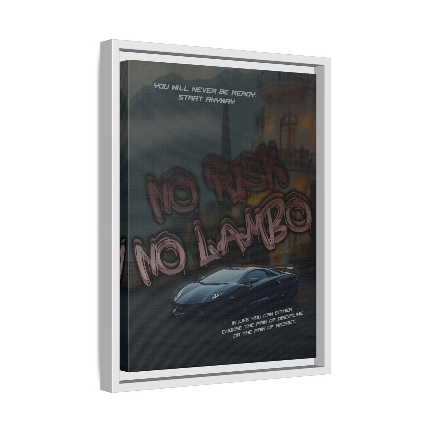 'No Risk No Lambo' - Framed Canvas