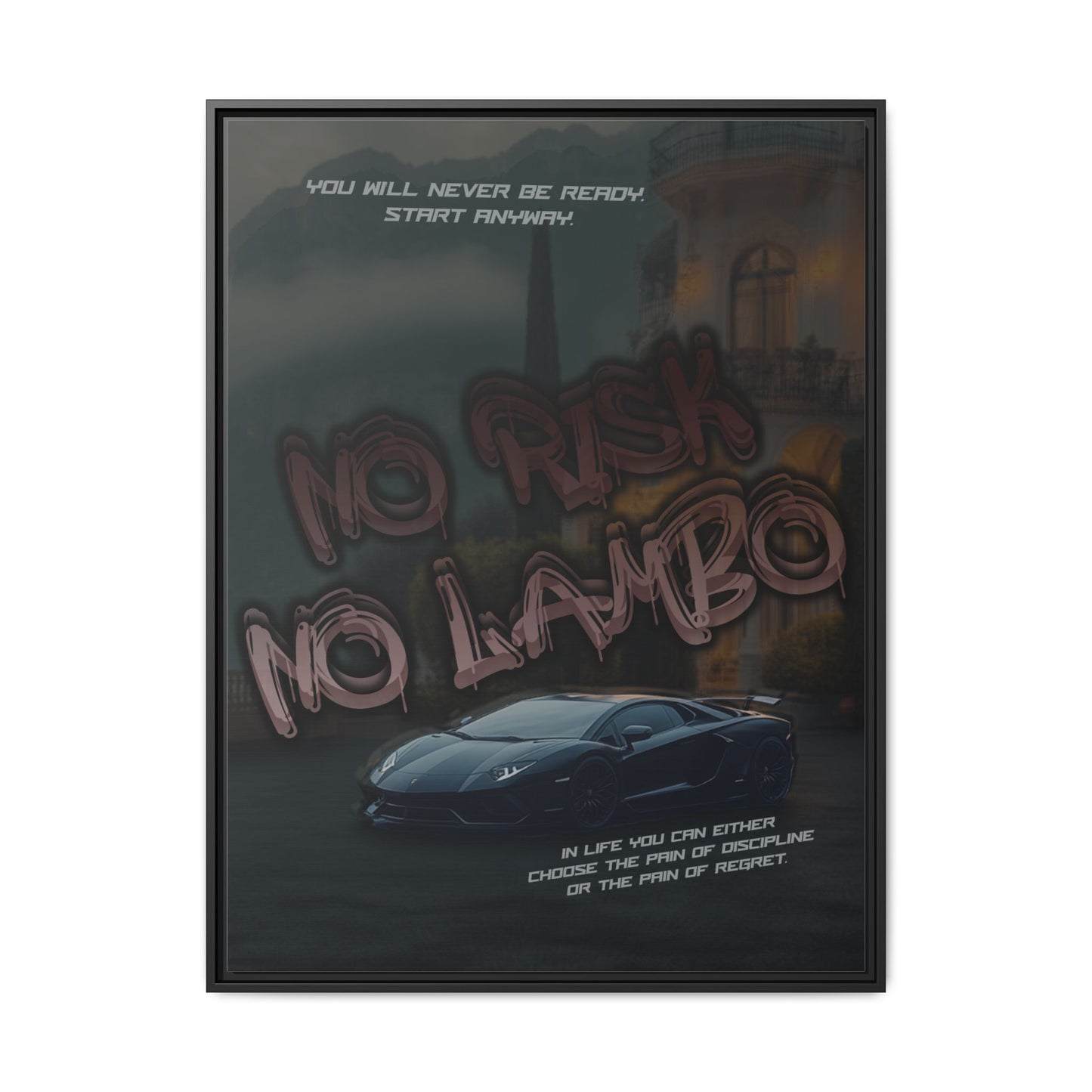 'No Risk No Lambo' - Framed Canvas