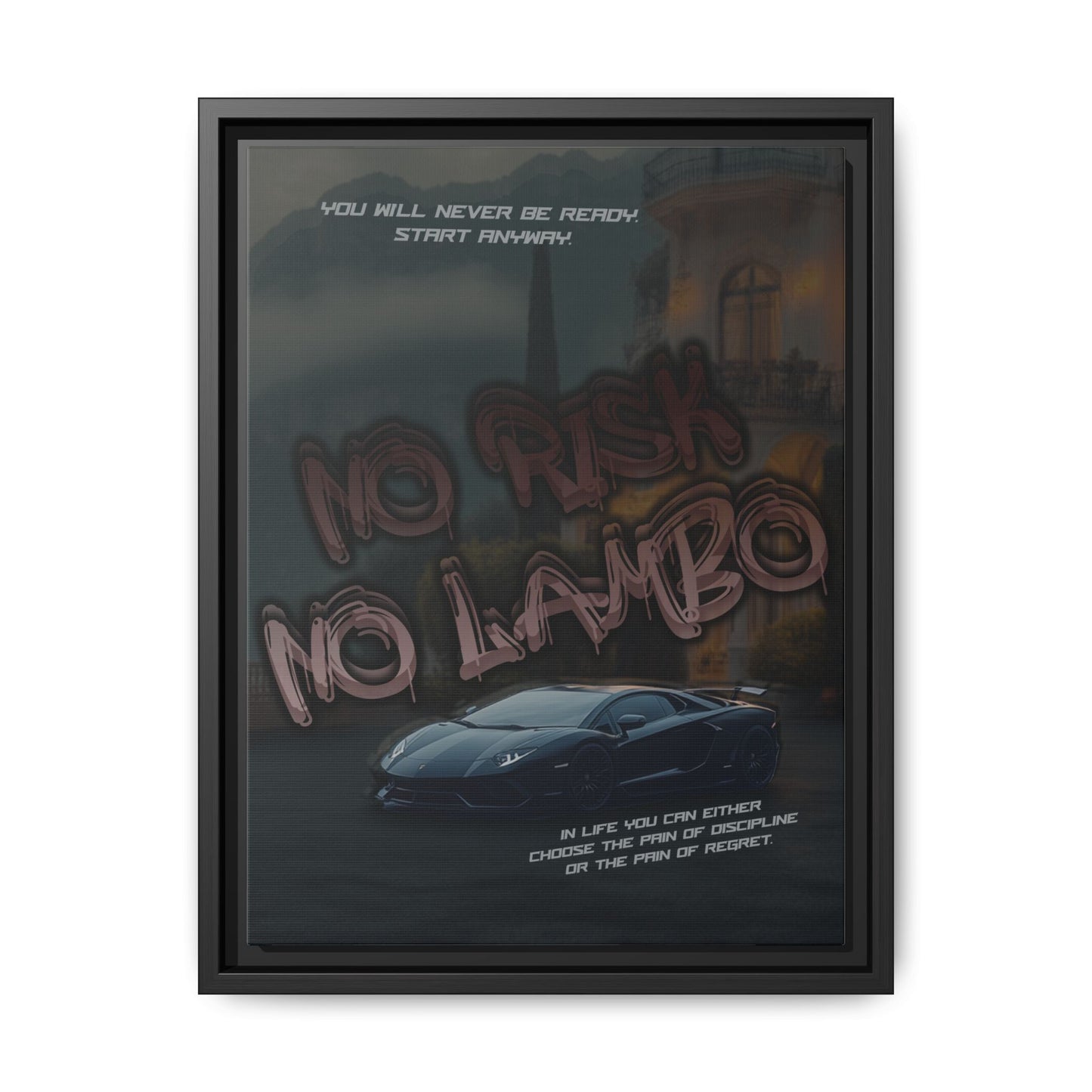 'No Risk No Lambo' - Framed Canvas