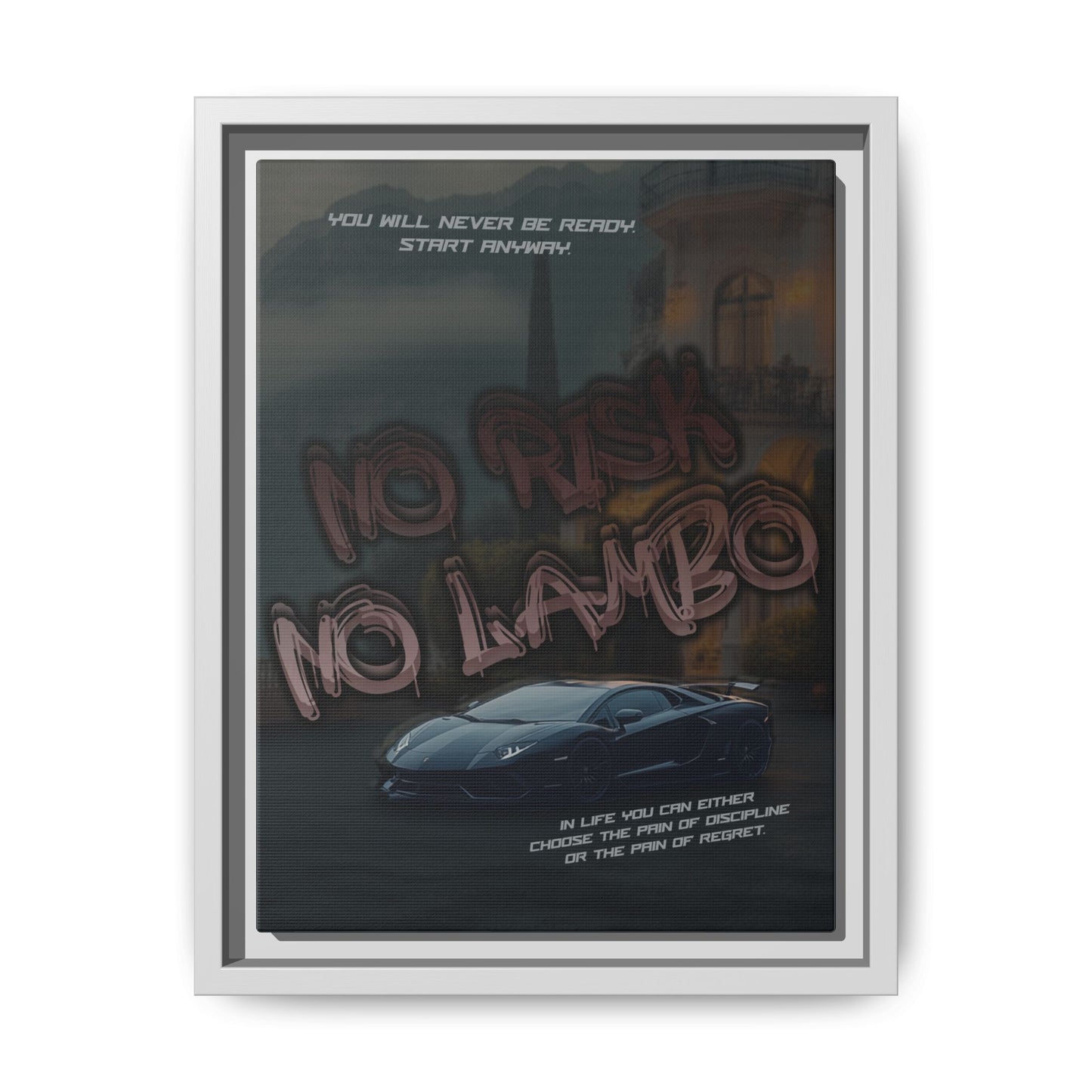 'No Risk No Lambo' - Framed Canvas