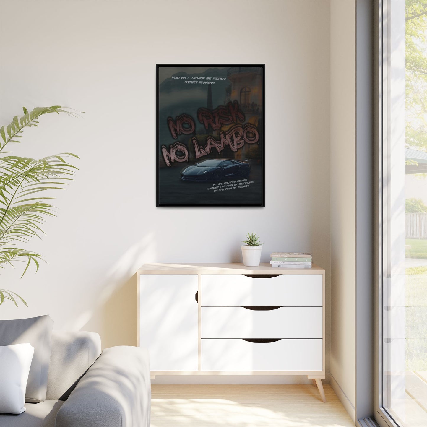 'No Risk No Lambo' - Framed Canvas