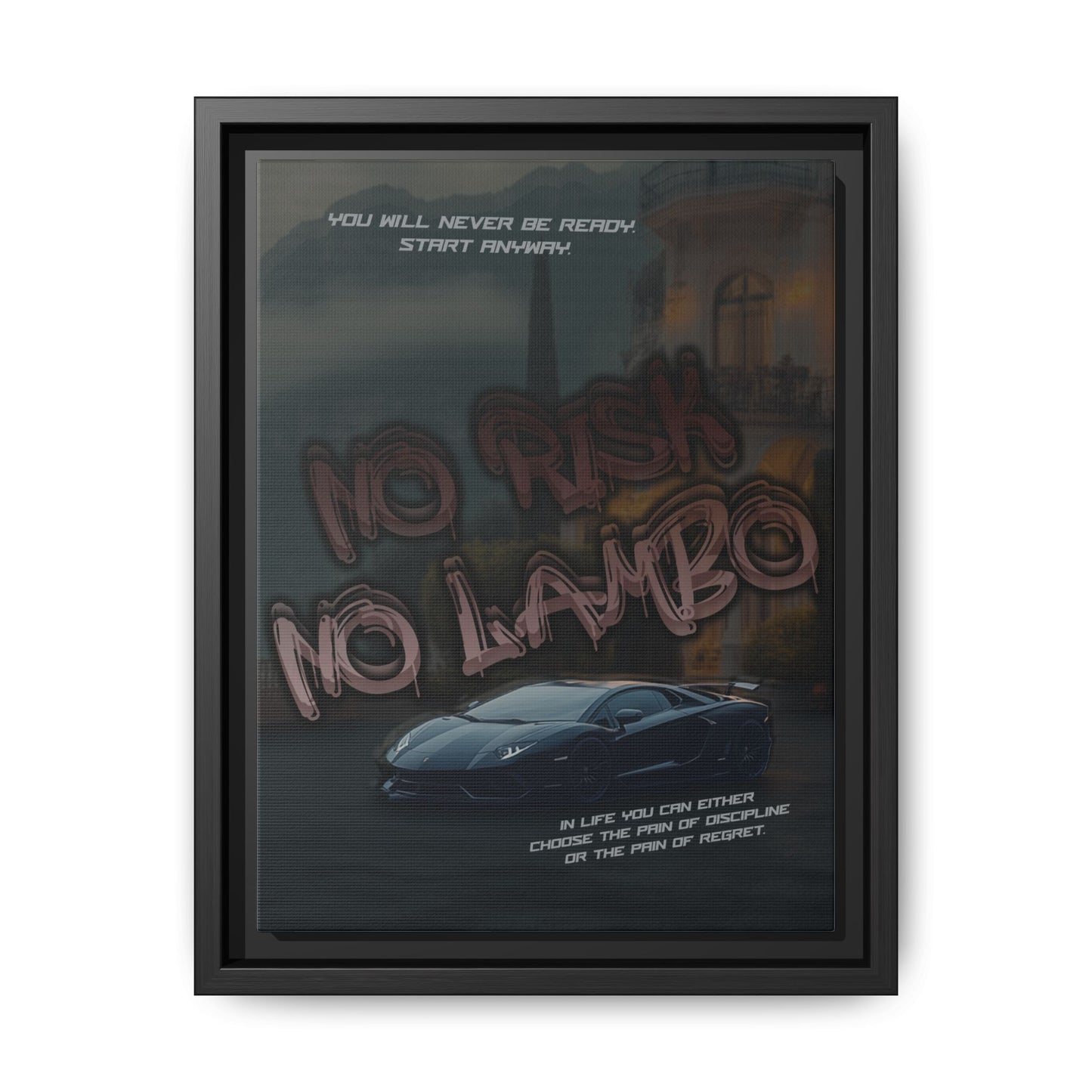 'No Risk No Lambo' - Framed Canvas