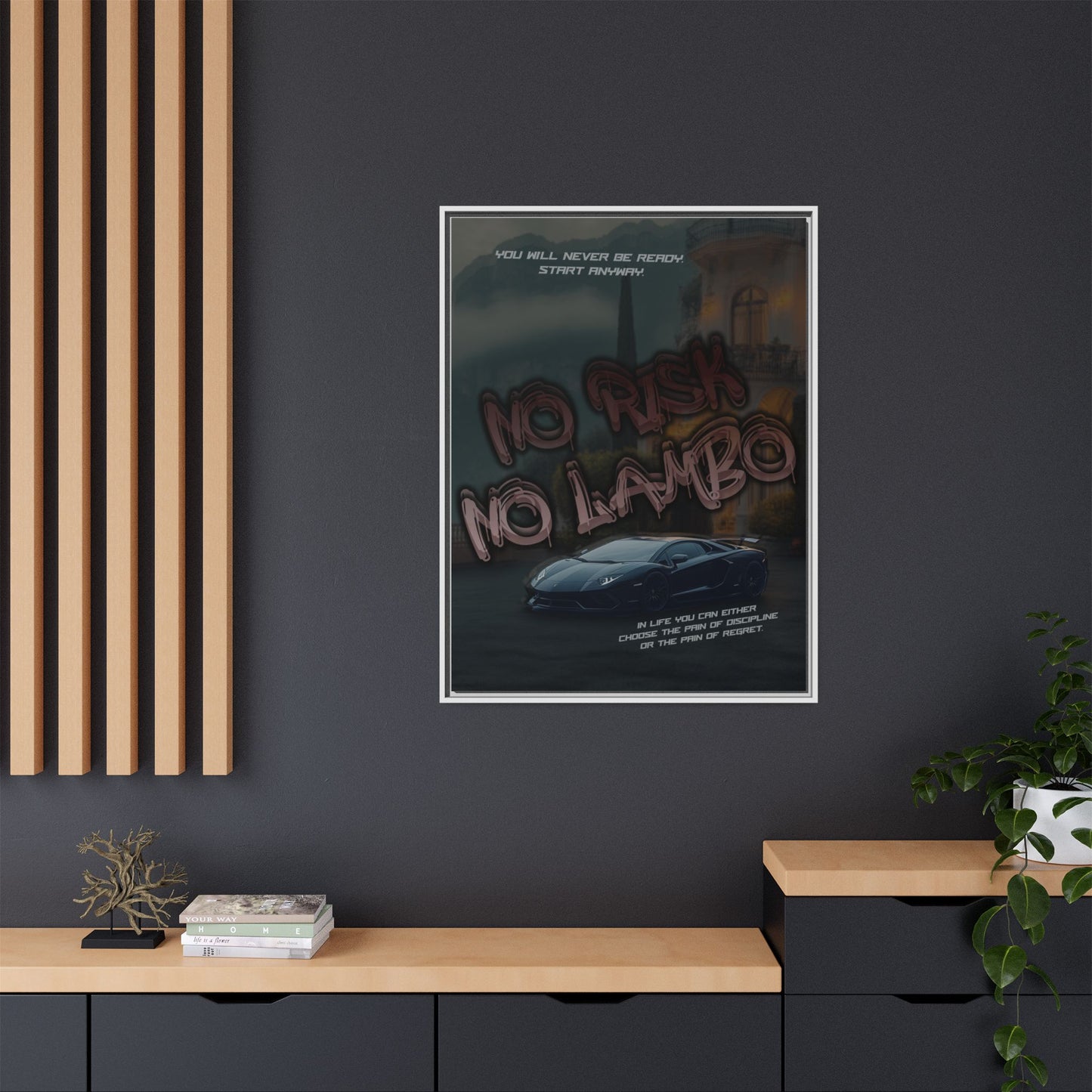 'No Risk No Lambo' - Framed Canvas