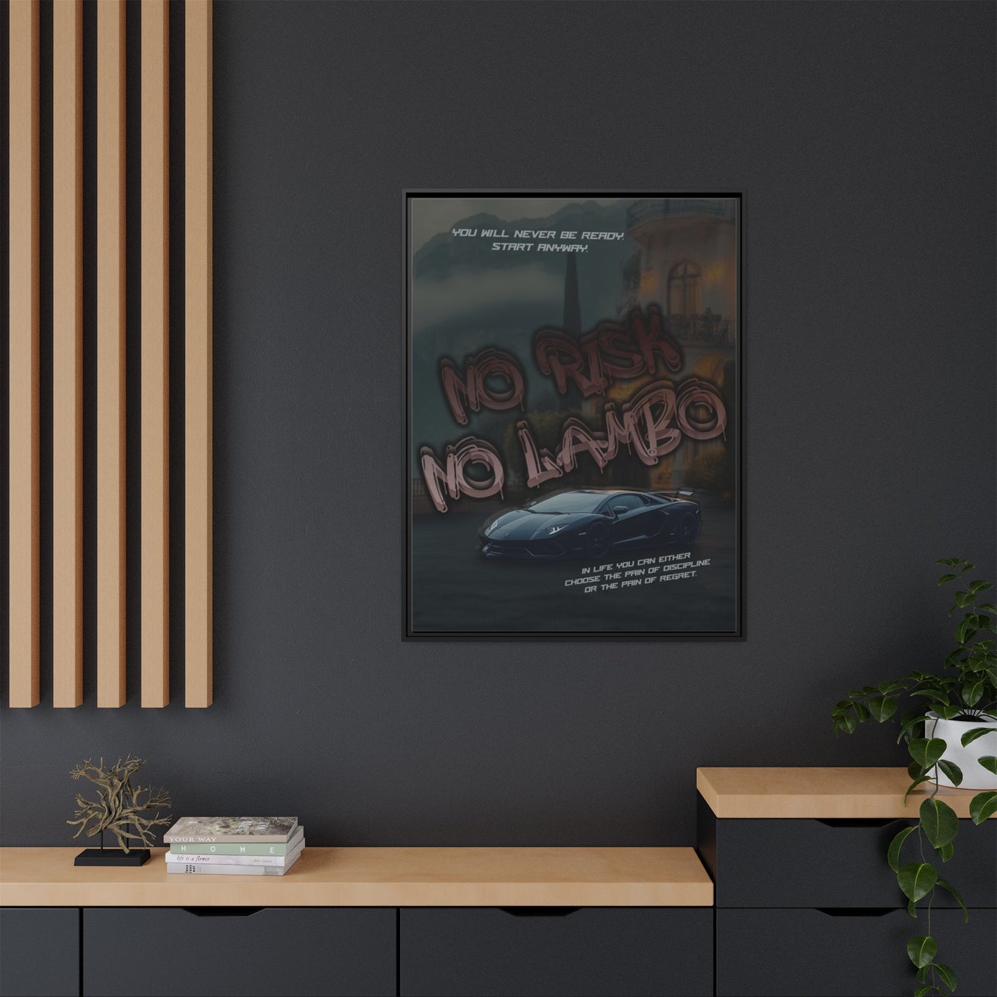 'No Risk No Lambo' - Framed Canvas
