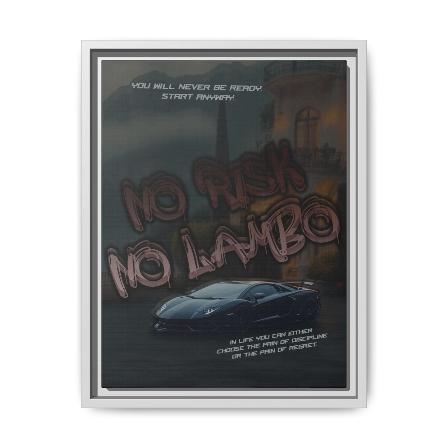 'No Risk No Lambo' - Framed Canvas